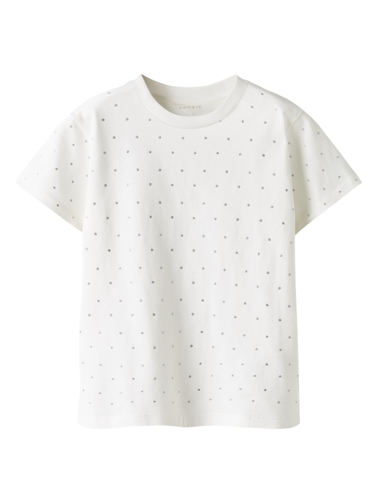 Kortärmad Topp Glitter Ruaja Strass Vit