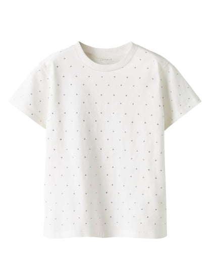 Kortärmad Topp Glitter Ruaja Strass Vit