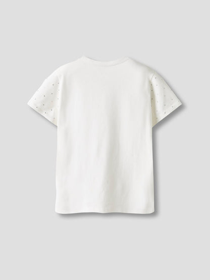 Kortärmad Topp Glitter Ruaja Strass Vit