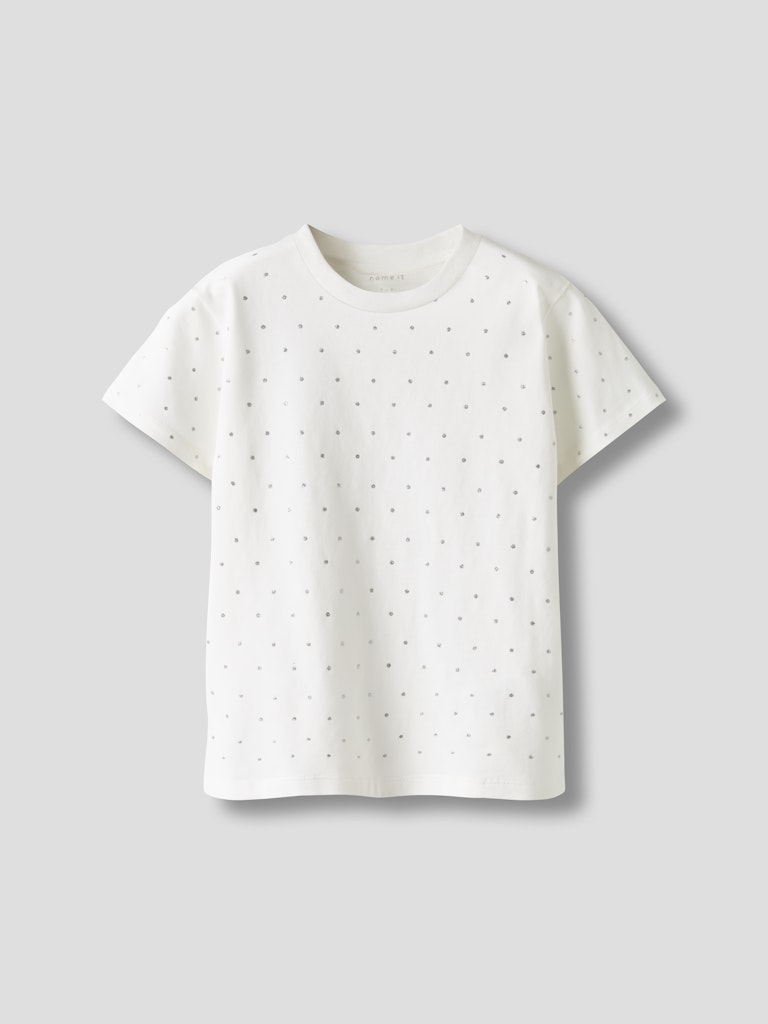 Kortärmad Topp Glitter Ruaja Strass Vit