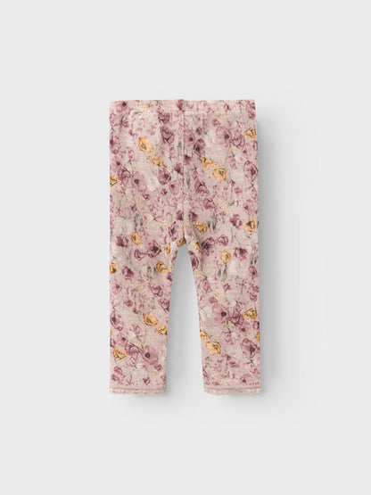 Leggings Merinoull Wang Mönster Blommor Rosa X