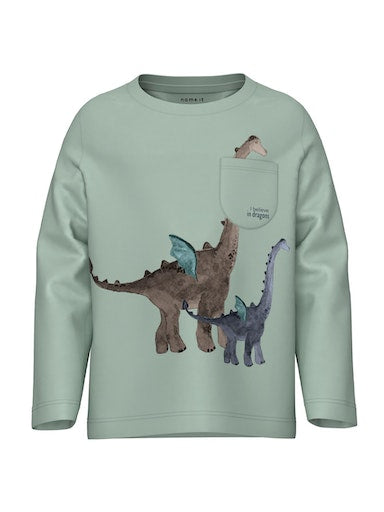 Långärmad T-shirt Drag Dinosaurie Grön