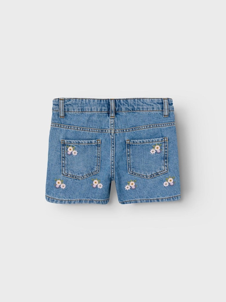 Jeansshorts Bella Regular Blommor Brodyr Blå