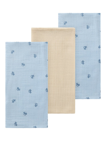 Muslinfiltar / Nappies 3-pack Blå/Beige