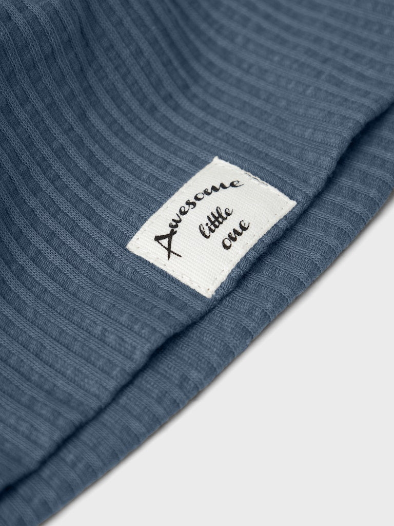 Bomullsmössa Toby Ribbad Enfärgad Blå