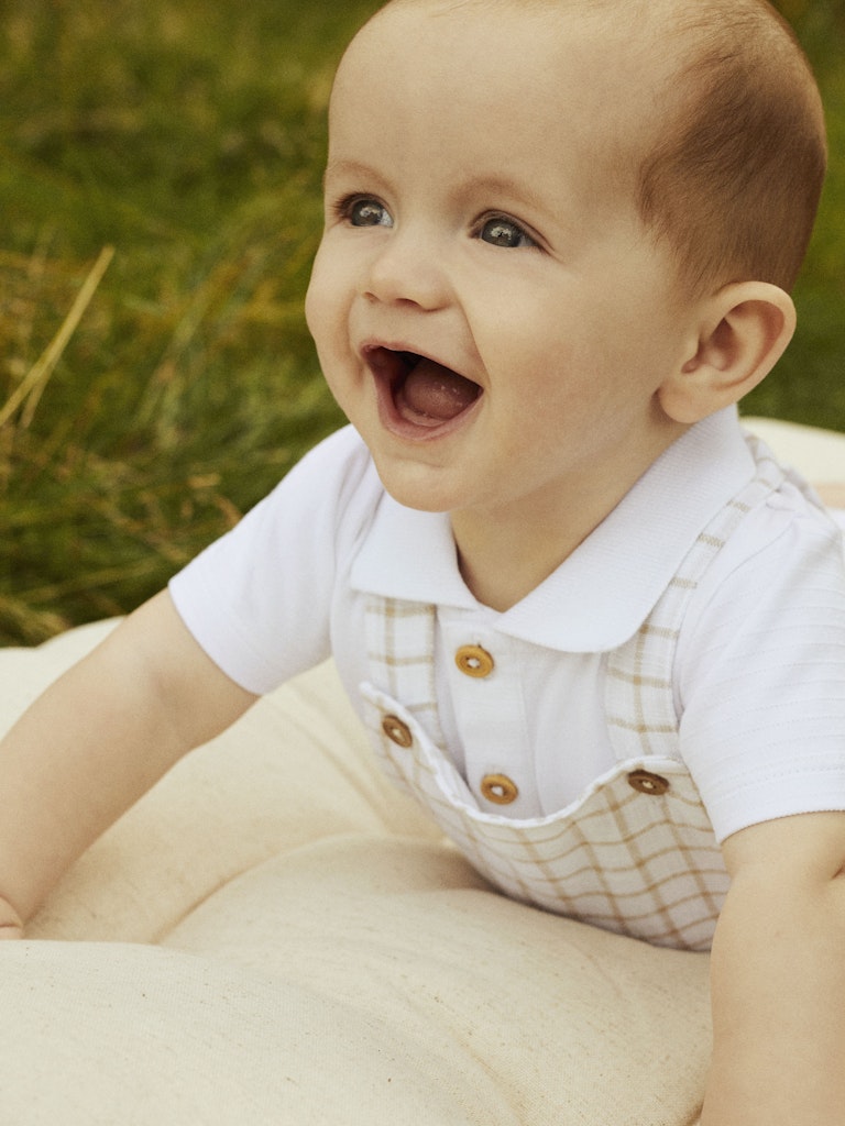 Hängselshorts Halom Rutiga  Beige/Vit