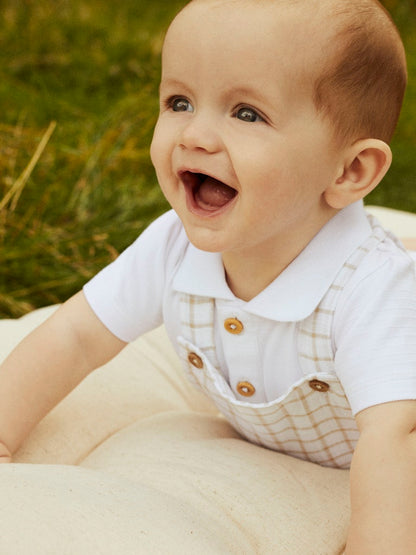 Hängselshorts Halom Rutiga  Beige/Vit