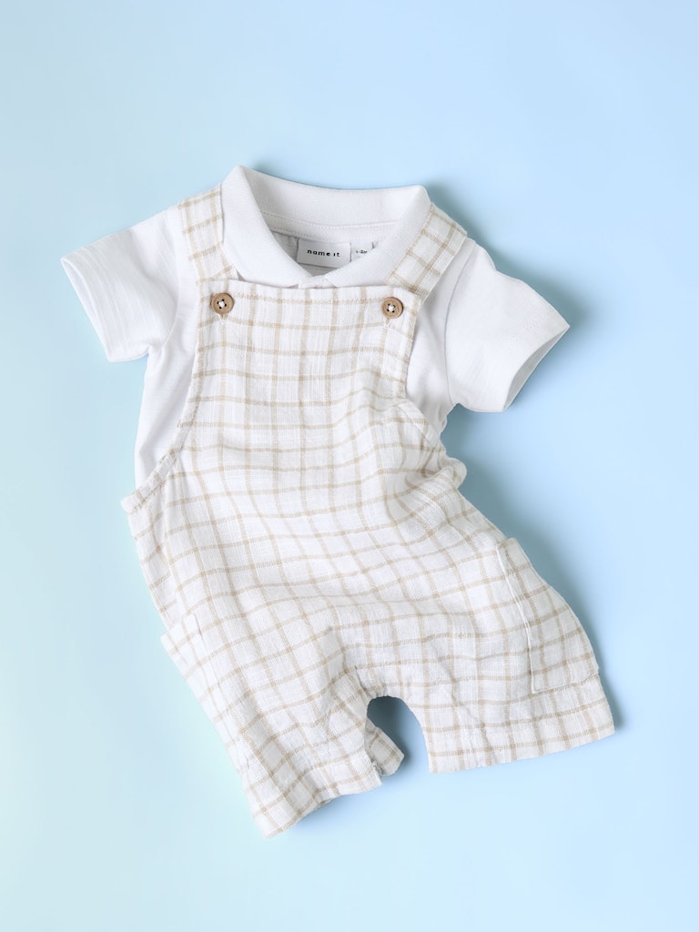 Hängselshorts Halom Rutiga  Beige/Vit