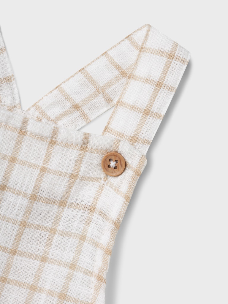 Hängselshorts Halom Rutiga  Beige/Vit