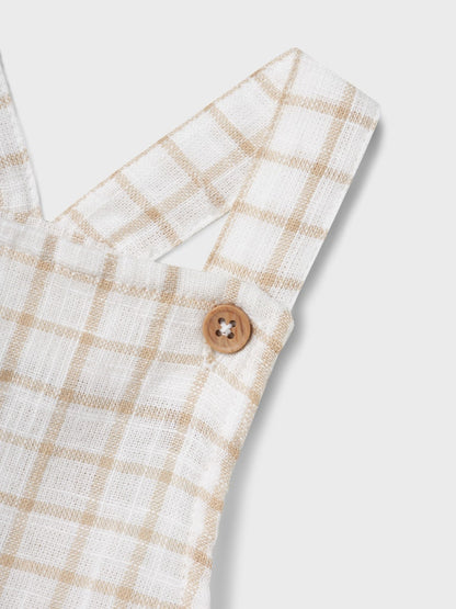 Hängselshorts Halom Rutiga  Beige/Vit