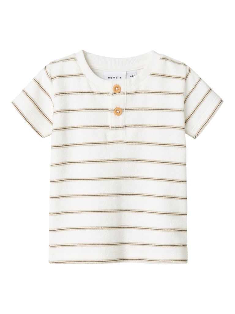 T-shirt Terry Randig Frotté Vit/Beige