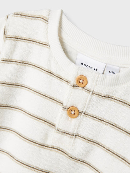 T-shirt Terry Randig Frotté Vit/Beige