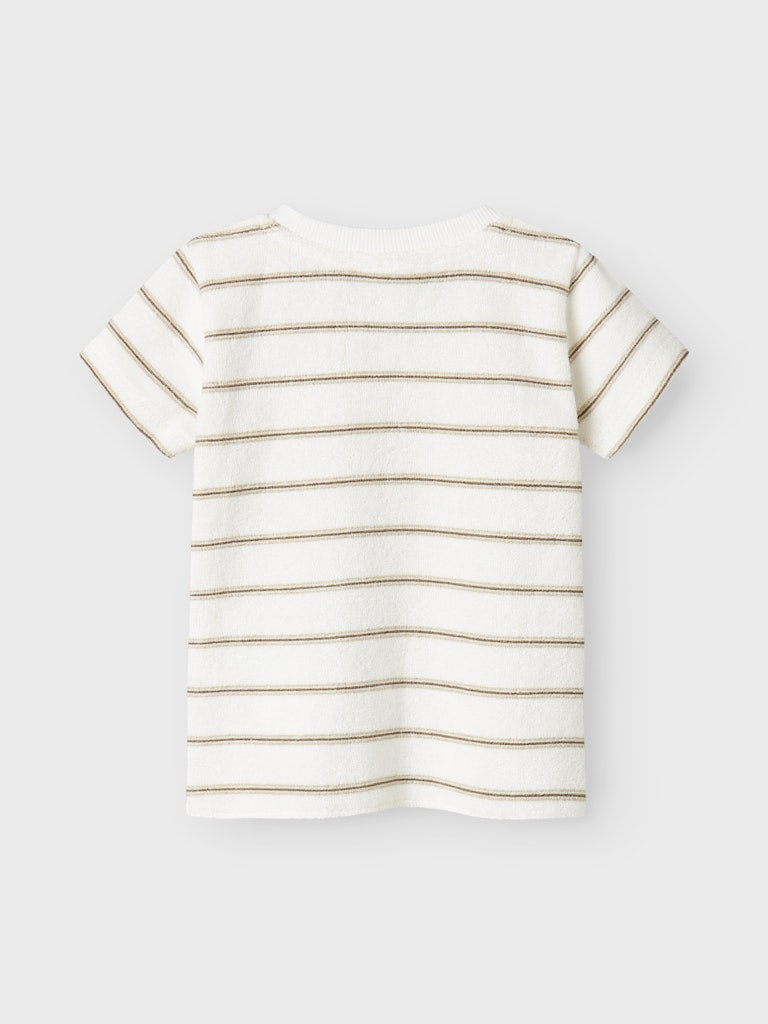 T-shirt Terry Randig Frotté Vit/Beige