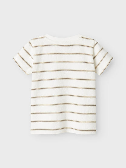 T-shirt Terry Randig Frotté Vit/Beige