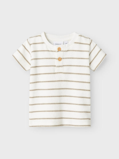 T-shirt Terry Randig Frotté Vit/Beige