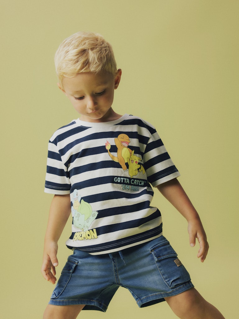 T-shirt Pokémon Malik Randig Blå/Vit