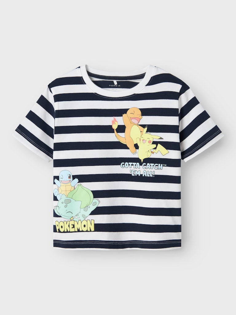 T-shirt Pokémon Malik Randig Blå/Vit