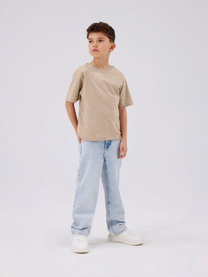 T-shirt Vobbo K Kortärmad Enfärgad Beige