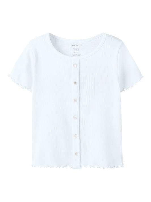 Topp Vemia Kortärmad K Ribbad Enfärgad Vit