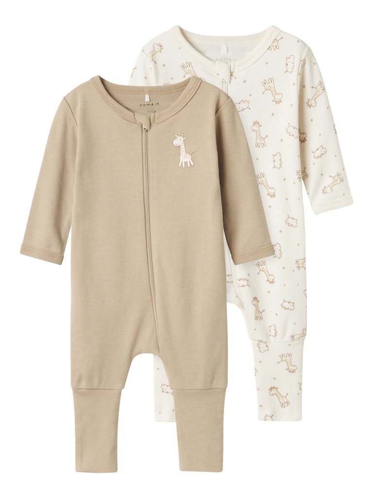 2-pack Pyjamas Giraff Dragkedja Vit/Beige