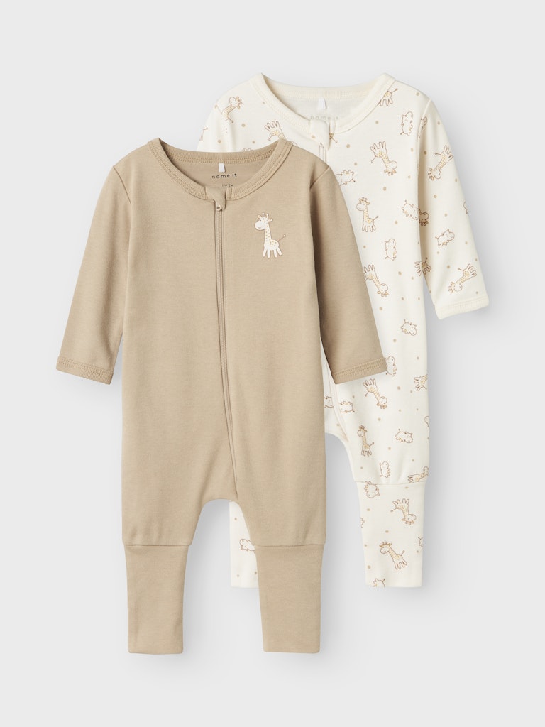 2-pack Pyjamas Giraff Dragkedja Vit/Beige