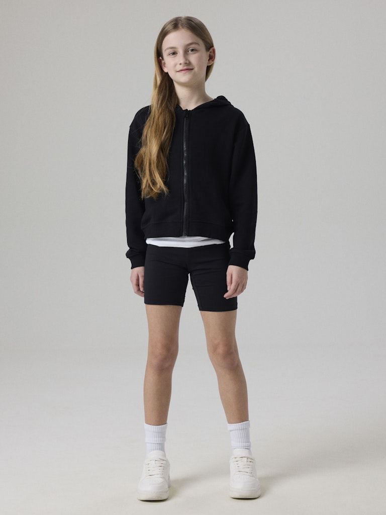 Hoodie Mille Sweat Dragkedja Enfärgad Svart