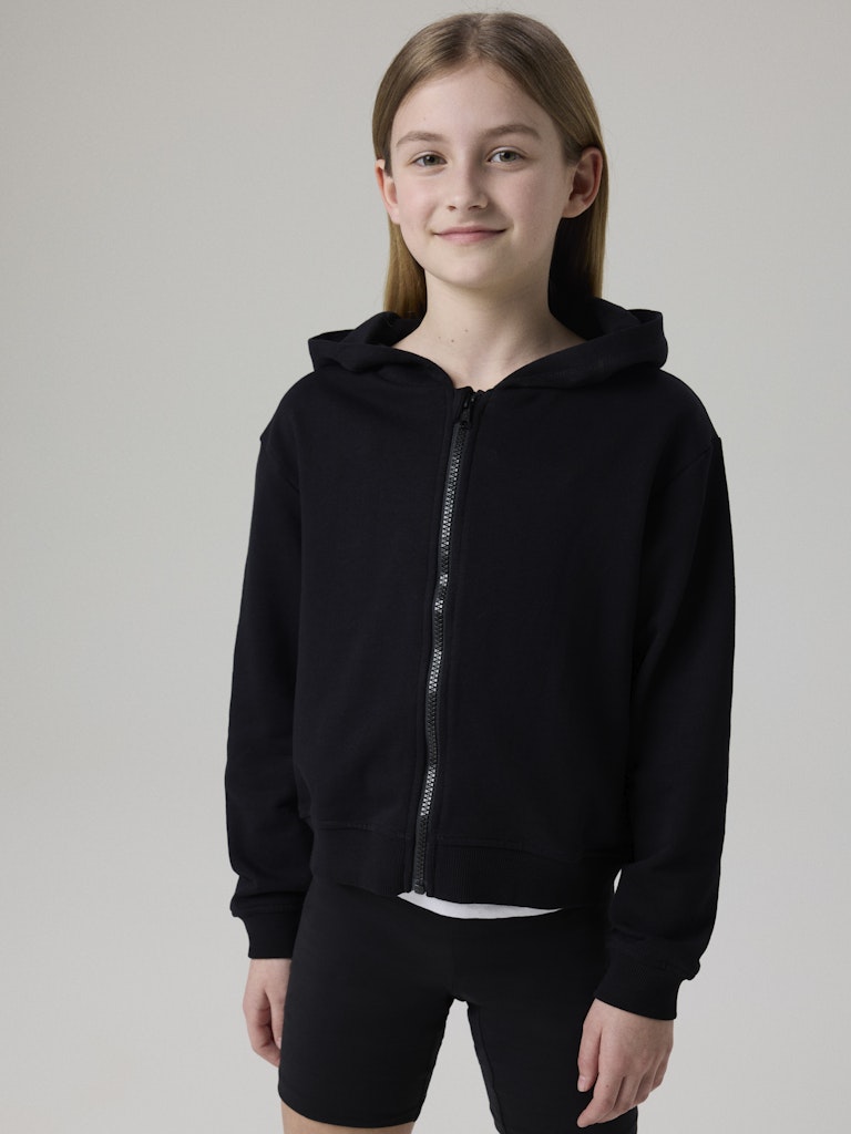 Hoodie Mille Sweat Dragkedja Enfärgad Svart