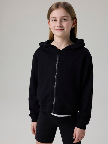 Hoodie Mille Sweat Dragkedja Enfärgad Svart