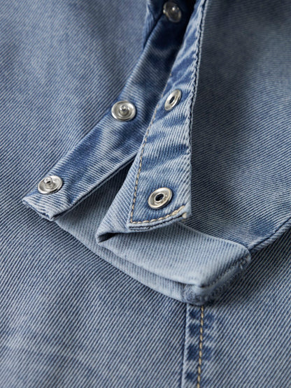 Supermjuk Hängselbyxa Denim Medium Blå
