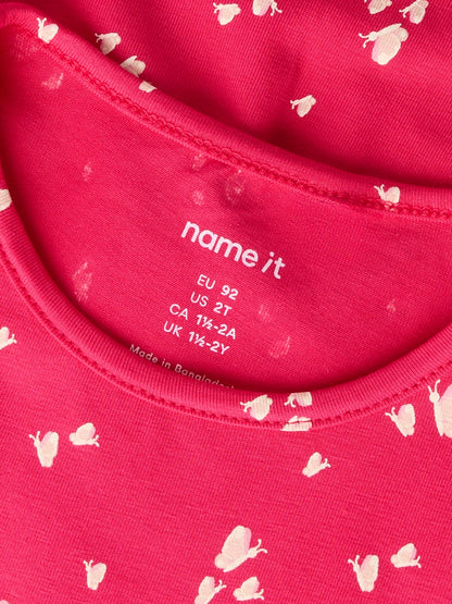 Klänning Kortärmad Filla Fjärilar Rosa