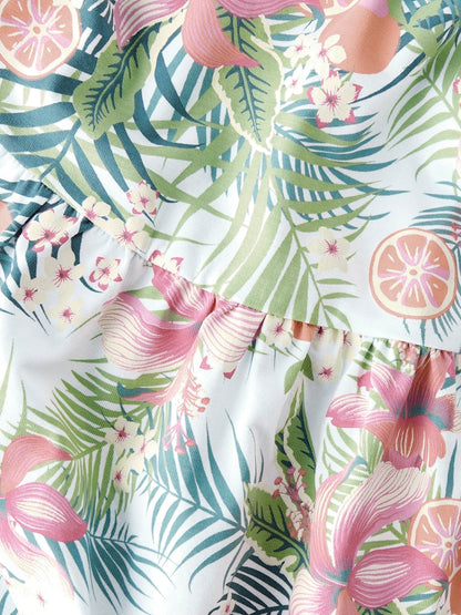 Klänning Kortärmad Junni Mönstrad Tropical Ljusblå