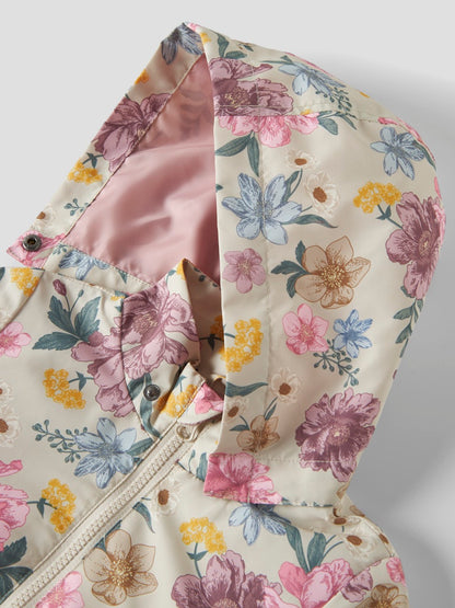 Vindjacka Blommor Maxi Mönstrad Vit