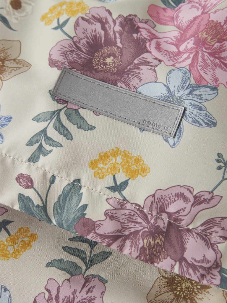 Vindjacka Blommor Maxi Mönstrad Vit