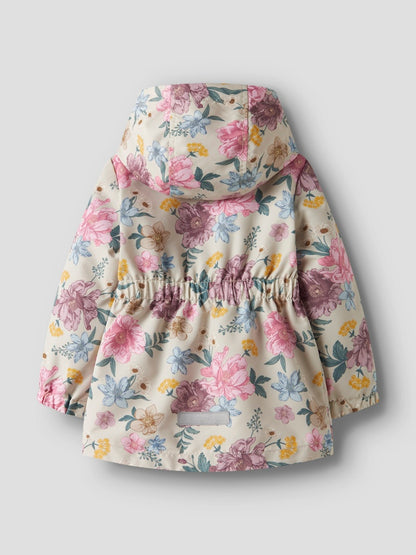 Vindjacka Blommor Maxi Mönstrad Vit