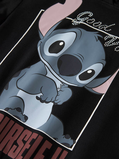 Hoodie Stitch Glitter Dys Svart