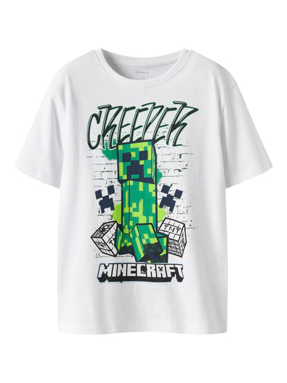 T-shirt Minecraft Di Kortärmad Vit