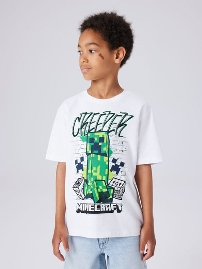 T-shirt Minecraft Di Kortärmad Vit
