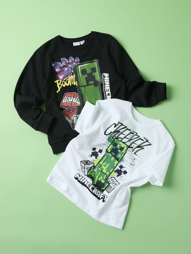 T-shirt Minecraft Di Kortärmad Vit