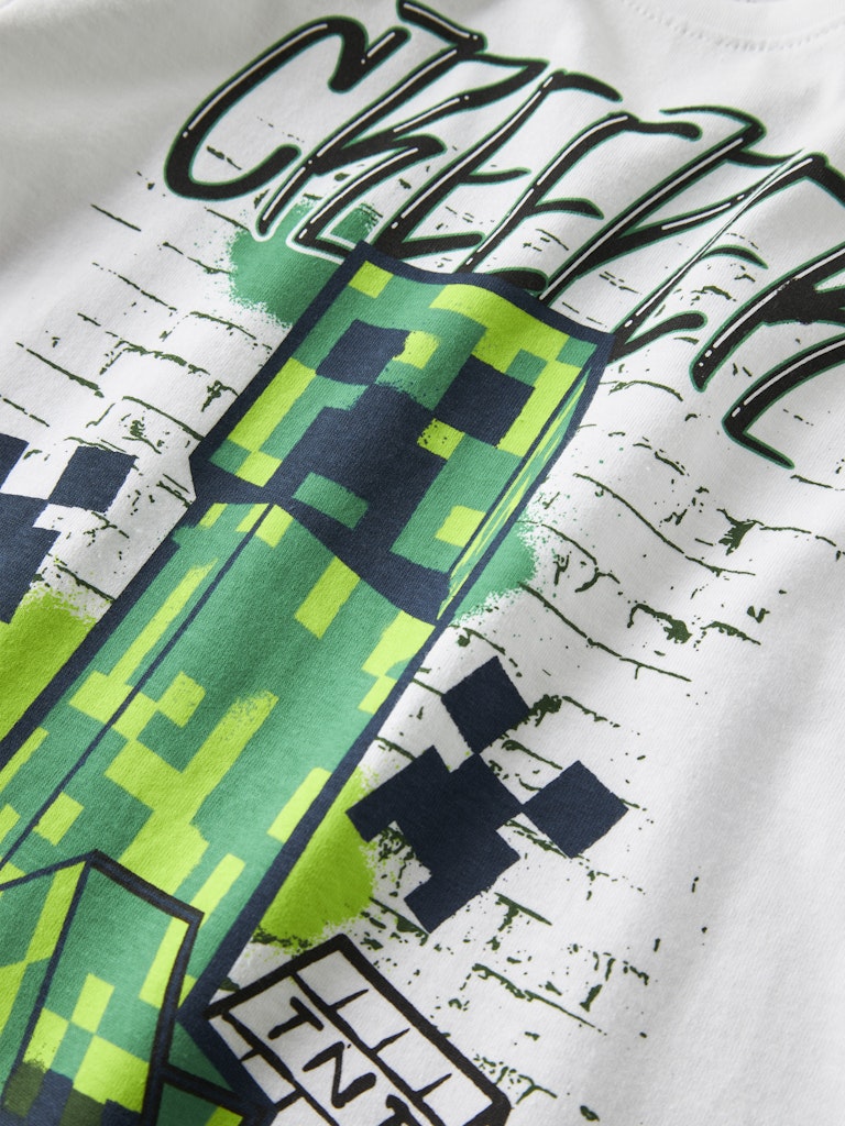 T-shirt Minecraft Di Kortärmad Vit