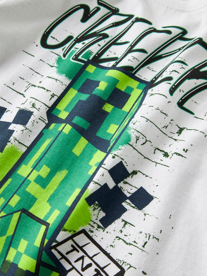 T-shirt Minecraft Di Kortärmad Vit