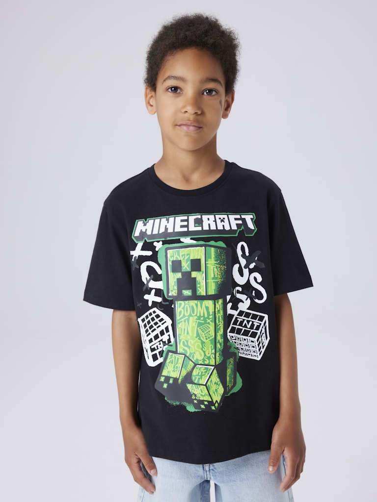 T-shirt Minecraft Di Kortärmad Svart