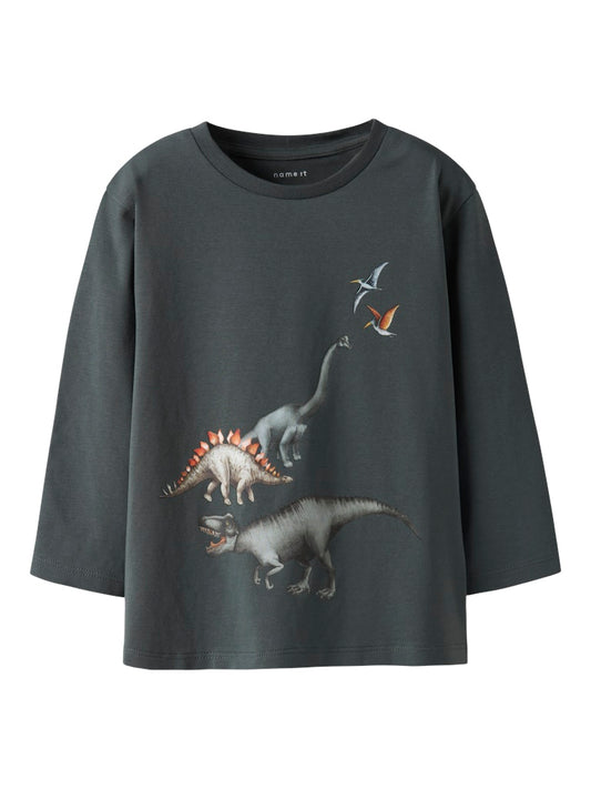 Långärmad T-shirt Dinosaurie Bart Grå