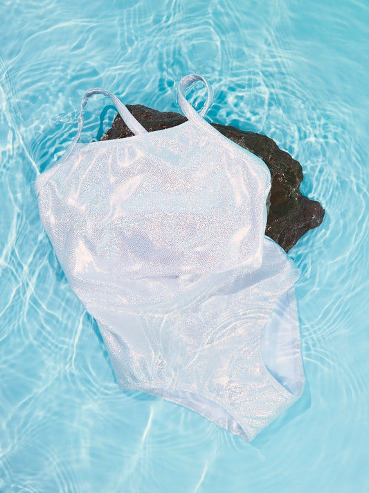 Baddräkt Zola Glittrig Enfärgad Silver