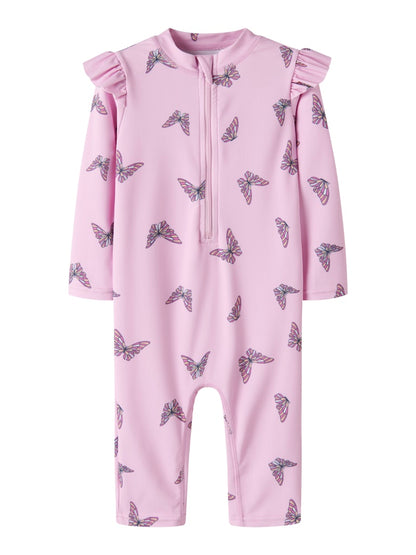 UV-dräkt Zippa 3/4 Fjärilar Mönstrad Rosa