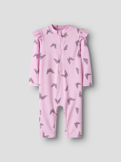 UV-dräkt Zippa 3/4 Fjärilar Mönstrad Rosa