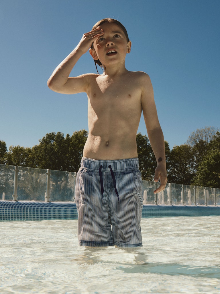 Badshorts Zackary Randiga Blå/Vit