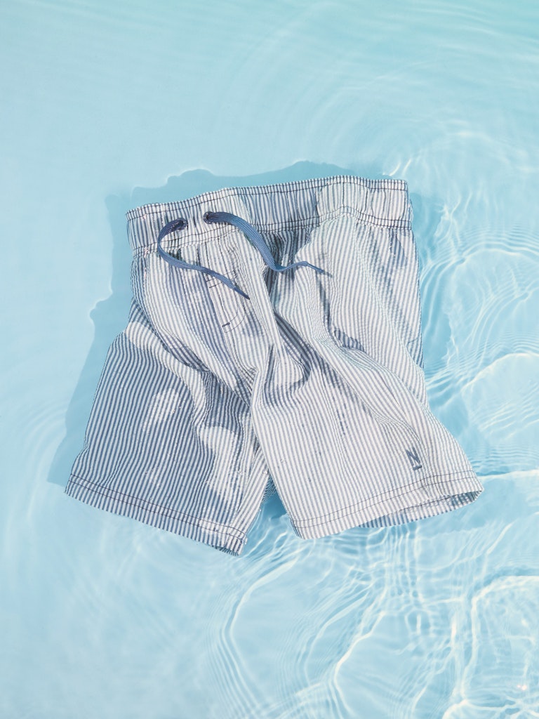 Badshorts Zackary Randiga Blå/Vit