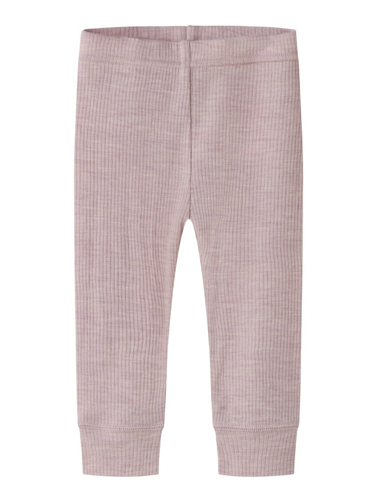 Legging Merinoull Wax NB Ribbad Enfärgad Rosa