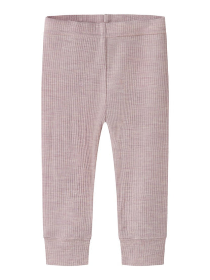 Legging Merinoull Wax NB Ribbad Enfärgad Rosa