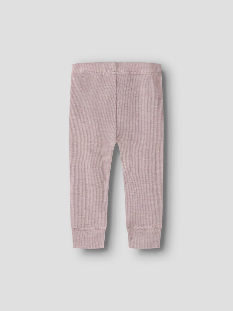 Legging Merinoull Wax NB Ribbad Enfärgad Rosa